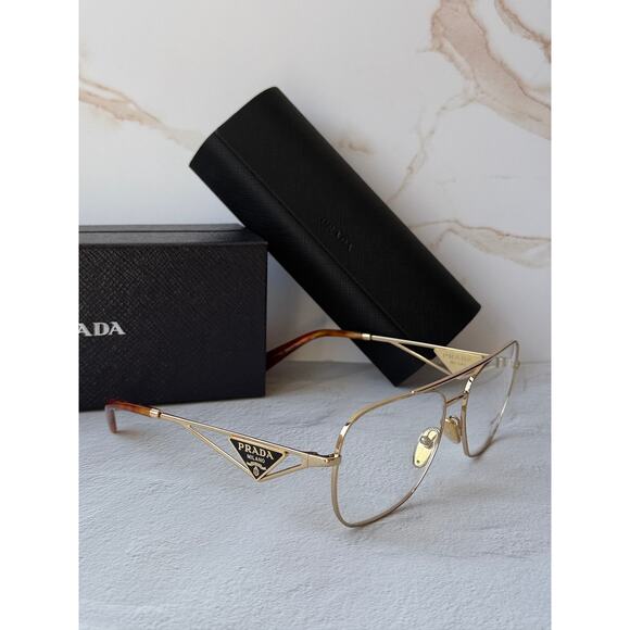 NEW Prada PR B50V Gold Pilot Aviator Eyeglasses Frames main image 6